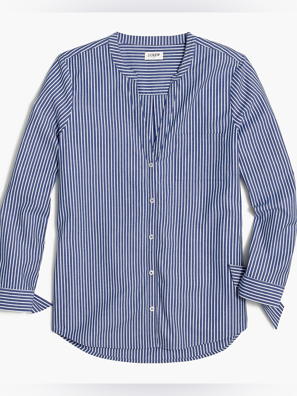 J.Crew Factory Button-up tie-sleeve top in stretch cotton poplin